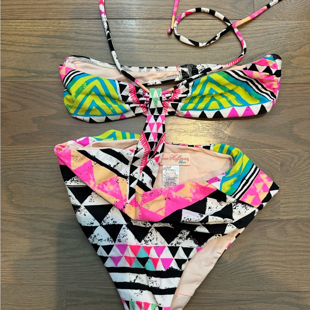 Mara Hoffman Colorful Pink and Green One Piece Swim